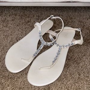 White sparkle sandals 10